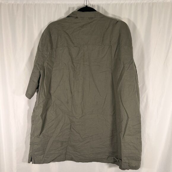 Gap Linen Blend Shirt Men's XXL Green Button Up Short Sleeve Collared - Picture 5 of 5